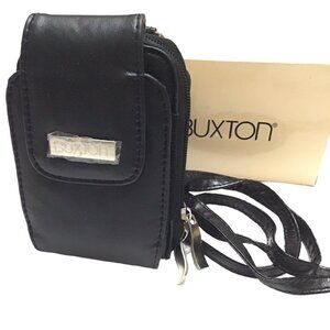 Buxton Black Wallet Wristlet Crossbody or Shoulder w Removable Strap Org Box Pre